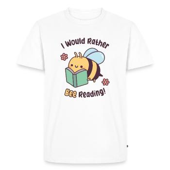 Abeille mignonne avec un livre Je préférerais lire un jeu de mots - T-shirt Premium bio Homme - blanc - Devant - Nico (187cm)