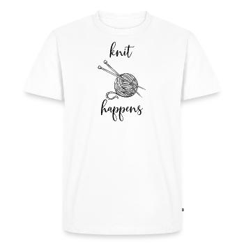 Knit Happens Shit Knit Crochet Gift - T-shirt Premium bio Homme - blanc - Devant - Nico (187cm)
