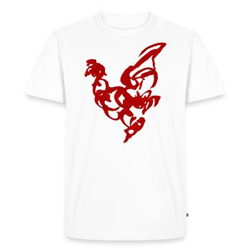 Chicken Red - Men's Premium Organic T-Shirt - white - Front - Nico (187cm)