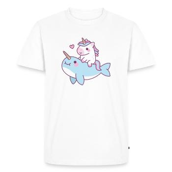 Mignonne petite licorne chevauchant le narval - T-shirt Premium bio Homme - blanc - Devant - Nico (187cm)