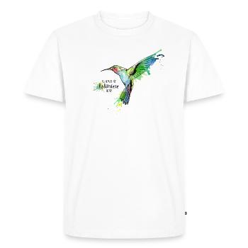 Je pense que je KOLIBRIERE égale - T-shirt Premium bio Homme - blanc - Devant - Nico (187cm)