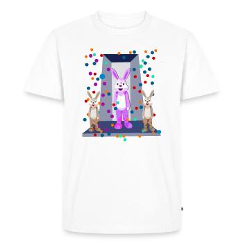 Rabbit Party sur le podium - T-shirt Premium bio Homme - blanc - Devant - Nico (187cm)