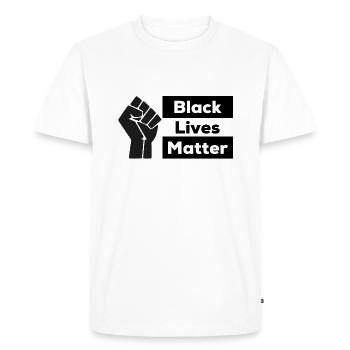 T shirt Black Lives Matter left hand - Men's Premium Organic T-Shirt - white - Front - Nico (187cm)