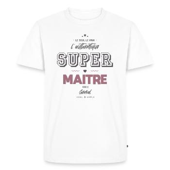 L authentique super maitre - T-shirt Premium bio Homme - blanc - Devant - Nico (187cm)