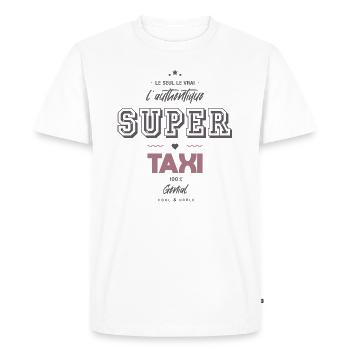 L authentique super taxi - T-shirt Premium bio Homme - blanc - Devant - Nico (187cm)