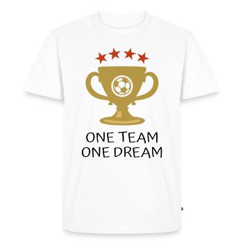 une équipe un rêve / Conception de la Coupe de football - T-shirt Premium bio Homme - blanc - Devant - Nico (187cm)