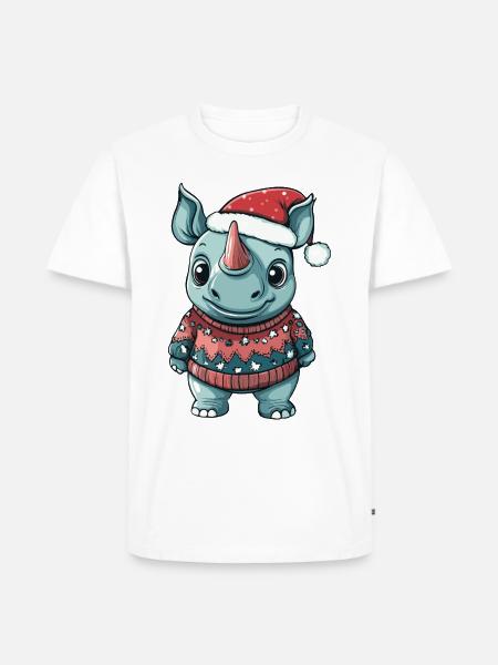 Rhino Christmas Comic - Men's Premium Organic T-Shirt - white