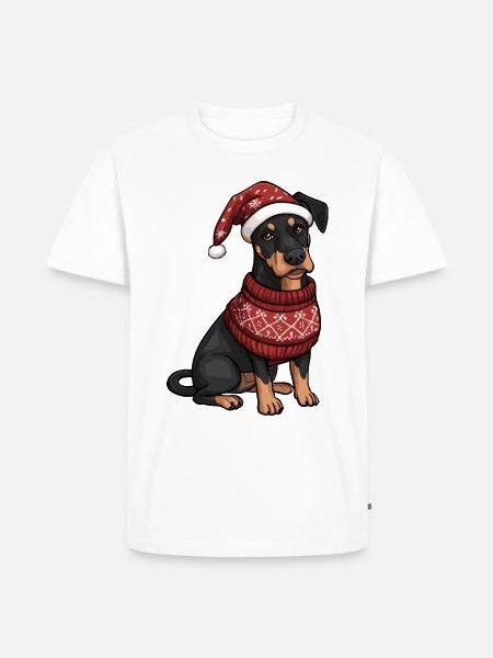 Doberman Dog Christmas Comic - Men's Premium Organic T-Shirt - white
