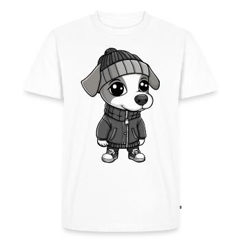 Whippet Dog Winter - Men's Premium Organic T-Shirt - white - Front - Nico (187cm)