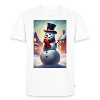 Bonhomme de neige à l’extérieur portant un chapeau haut de forme - T-shirt Premium bio Homme - blanc - Devant - Nico (187cm)