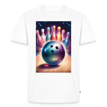 Boule de bowling et jolies quilles colorées - T-shirt Premium bio Homme - blanc - Devant - Nico (187cm)