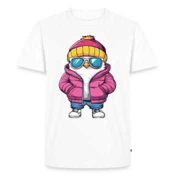 Colombe oiseau bande dessinée cool - T-shirt Premium bio Homme - blanc - Devant - Nico (187cm)