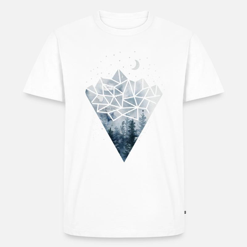 Geometrie Berge Polygon Wald - Männer Premium Bio T-Shirt - Weiß