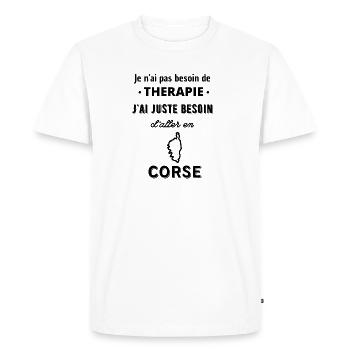 T shirt corse je n'ai pas besoin de thérapie drole - T-shirt Premium bio Homme - blanc - Devant - Nico (187cm)