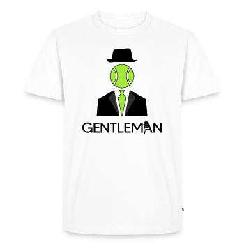 Tennis Match Balle Raquette de Tennis « Tennis Gentleman » - T-shirt Premium bio Homme - blanc - Devant - Nico (187cm)