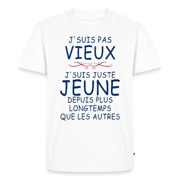 J'Suis Pas Vieux J'suis Jeune - T-shirt Premium bio Homme - blanc - Devant - Nico (187cm)