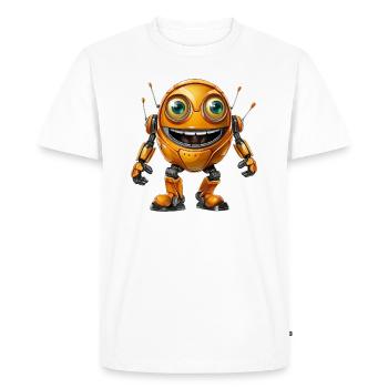 Orange Android Robot diffuse de bonnes vibrations - T-shirt Premium bio Homme - blanc - Devant - Nico (187cm)