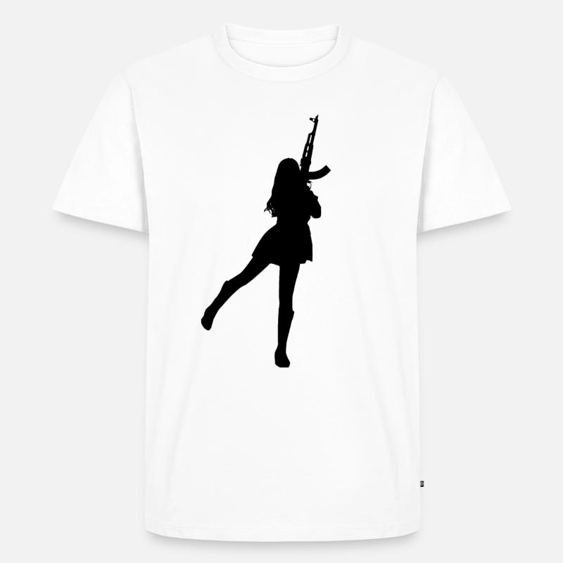 Bewaffnetes Mädchen - Männer Premium Bio T-Shirt - Weiß
