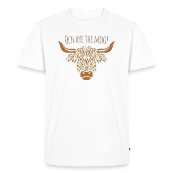 Och aye the moo Agriculteur Haute Terre d’Ecosse - T-shirt Premium bio Homme - blanc - Devant - Nico (187cm)