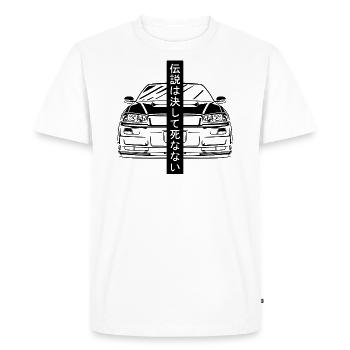 R34 Silhouette Gift JDM Motorsport Japan Car - Men's Premium Organic T-Shirt - white - Front - Nico (187cm)