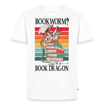 Dragons Livres Dragons Lecture Rat de bibliothèque - T-shirt Premium bio Homme - blanc - Devant - Nico (187cm)