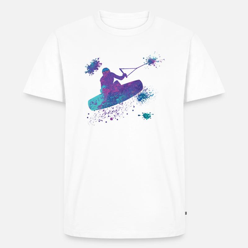 Wakeboard, Overspray - Männer Premium Bio T-Shirt - Weiß
