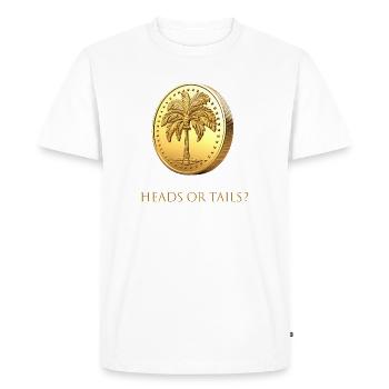 Lancer de pièces d’or « Pile ou face? » Français - T-shirt Premium bio Homme - blanc - Devant - Nico (187cm)