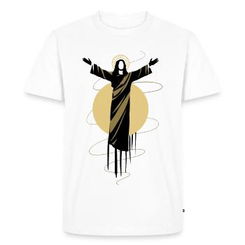 Jesus with uplifted arms – faith - Men's Premium Organic T-Shirt - white - Front - Nico (187cm)