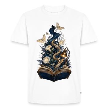 Book of Starry Nights and Flowers - Men's Premium Organic T-Shirt - white - Front - Nico (187cm)