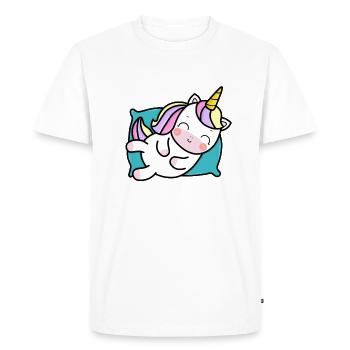 Licorne sur oreiller idée cadeau mignon - T-shirt Premium bio Homme - blanc - Devant - Nico (187cm)
