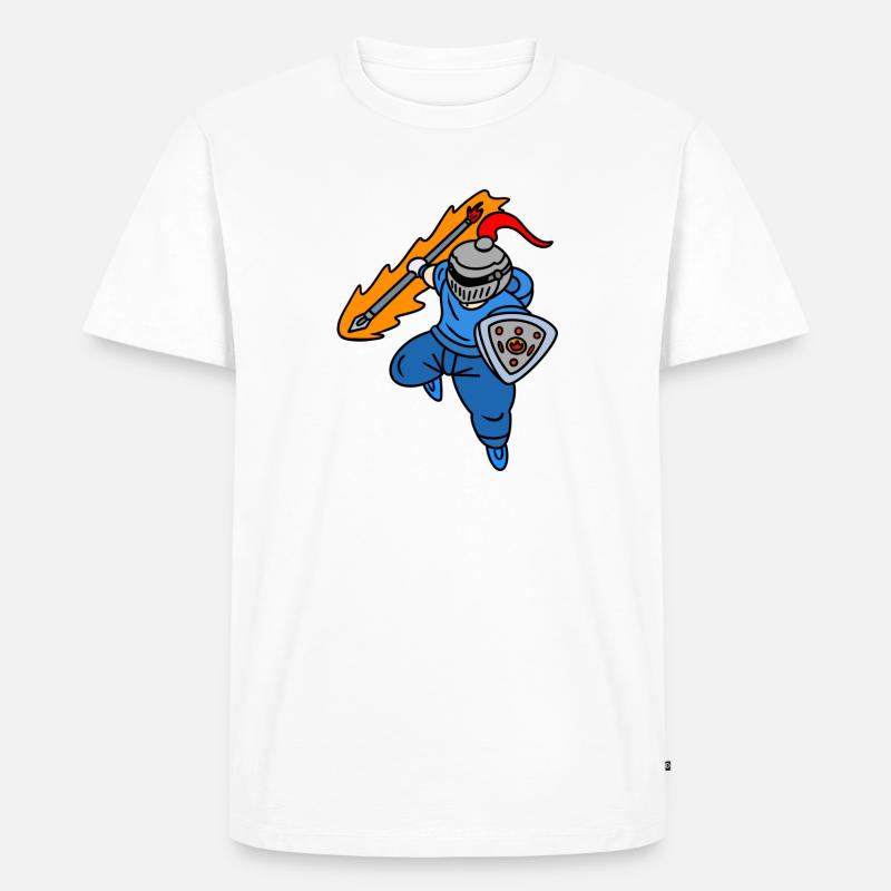 Cooler Ritter mit Kapuzenpullover - Männer Premium Bio T-Shirt - Weiß