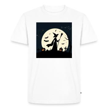 L’ombre de la sorcière plane sur la nuit noire - T-shirt Premium bio Homme - blanc - Devant - Nico (187cm)