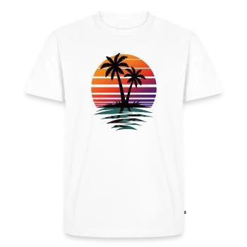 Palm Tree Retro Gift - Nature Lover Gift - Men's Premium Organic T-Shirt - white - Front - Nico (187cm)