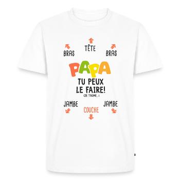 papa tu peux le faire naissance bébé - T-shirt Premium bio Homme - blanc - Devant - Nico (187cm)