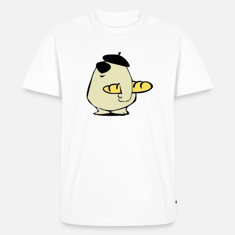 Baguette Bär Comic Geschenk - Männer Premium Bio T-Shirt - Weiß