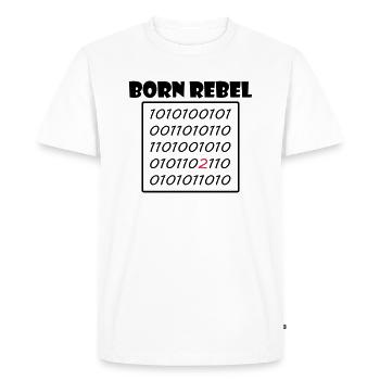 born rebel - Men's Premium Organic T-Shirt - white - Front - Nico (187cm)