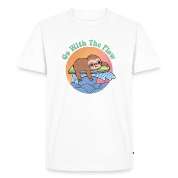 Mignon paresseux sur planche de surf Aller avec le flux - T-shirt Premium bio Homme - blanc - Devant - Nico (187cm)