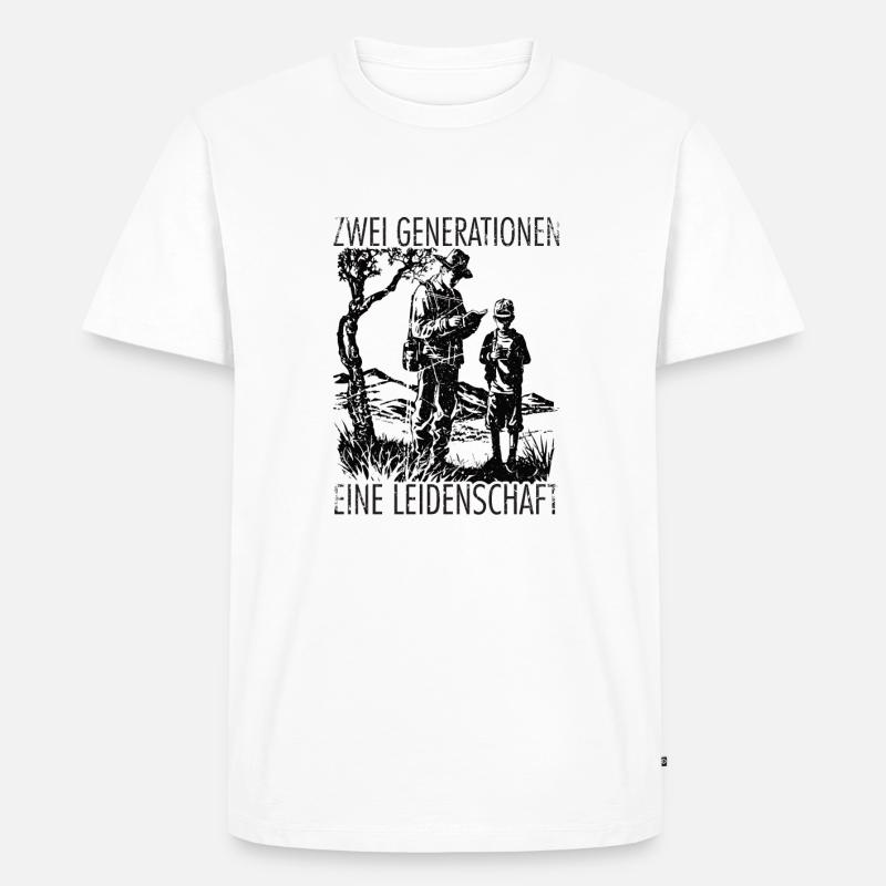 Zwei Generationen Eine Leidenschaft - Männer Premium Bio T-Shirt - Weiß