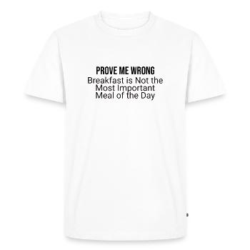 Mythe du petit-déjeuner ? Repenser les repas du matin - T-shirt Premium bio Homme - blanc - Devant - Nico (187cm)
