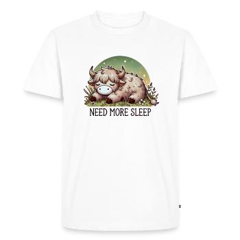Need More Sleep Cute Highland Cow Funny - Men's Premium Organic T-Shirt - white - Front - Nico (187cm)