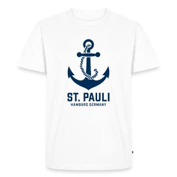St. Pauli Hamburg Anker Reeperbahn - T-shirt Premium bio Homme - blanc - Devant - Nico (187cm)