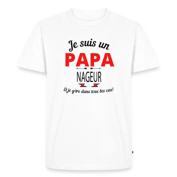Papa NAGEUR - T-shirt Premium bio Homme - blanc - Devant - Nico (187cm)