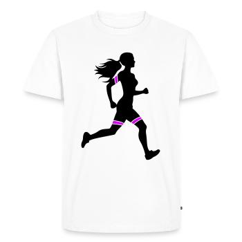 Icône de la femme de la course à pied marathon - T-shirt Premium bio Homme - blanc - Devant - Nico (187cm)