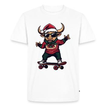 Taureau Noël drôle - T-shirt Premium bio Homme - blanc - Devant - Nico (187cm)