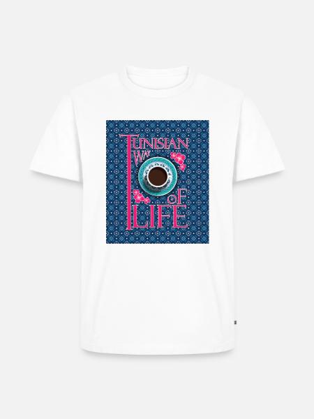 TUNESISCHE LEBENSART ARABESQUE - Männer Premium Bio T-Shirt - Weiß