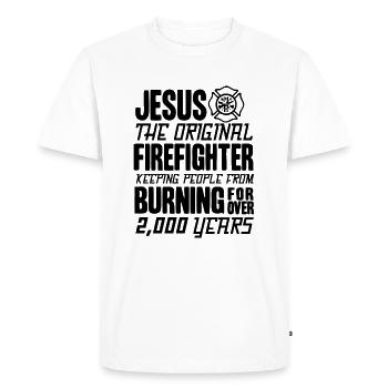 Jesus The Original Firefighter - Men's Premium Organic T-Shirt - white - Front - Nico (187cm)