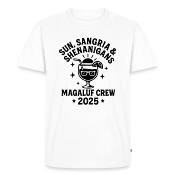 Sun, Sangria & Shenanigans Magaluf Crew 2025 - Men's Premium Organic T-Shirt - white - Front - Nico (187cm)