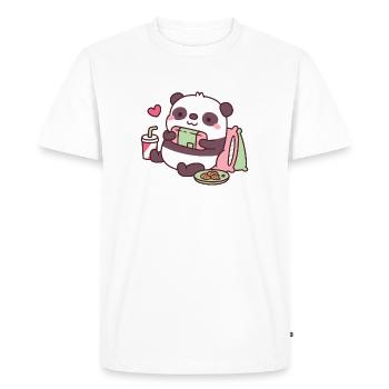 Cute Panda Playing Video Games - Men's Premium Organic T-Shirt - white - Front - Nico (187cm)