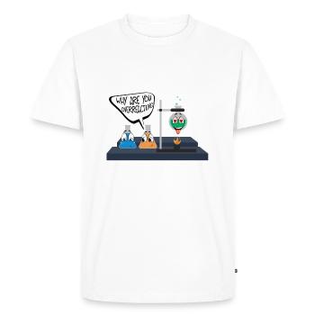 Chimie, surréagé, overreacting, amour - T-shirt Premium bio Homme - blanc - Devant - Nico (187cm)
