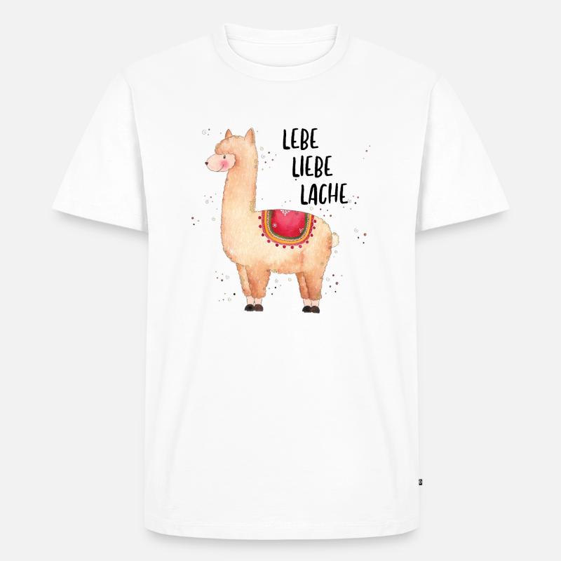 Lama lebe liebe lache - Männer Premium Bio T-Shirt - Weiß